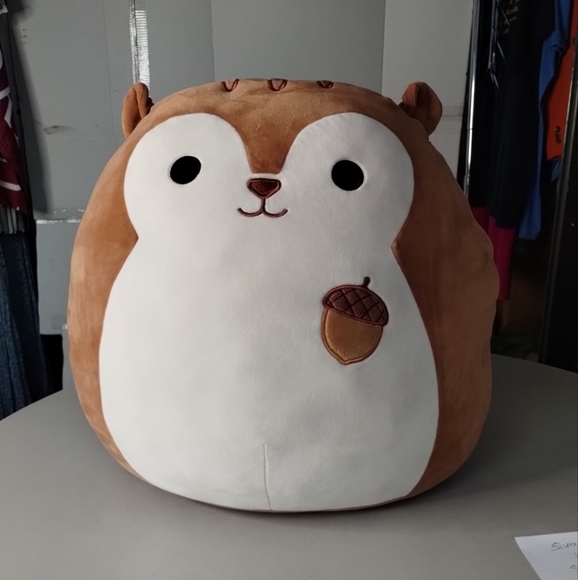 Squishmallows Sawyer The Squirrel Brown & White Plush Toy 16" Like New W/  Acorn - Picture 1 of 7